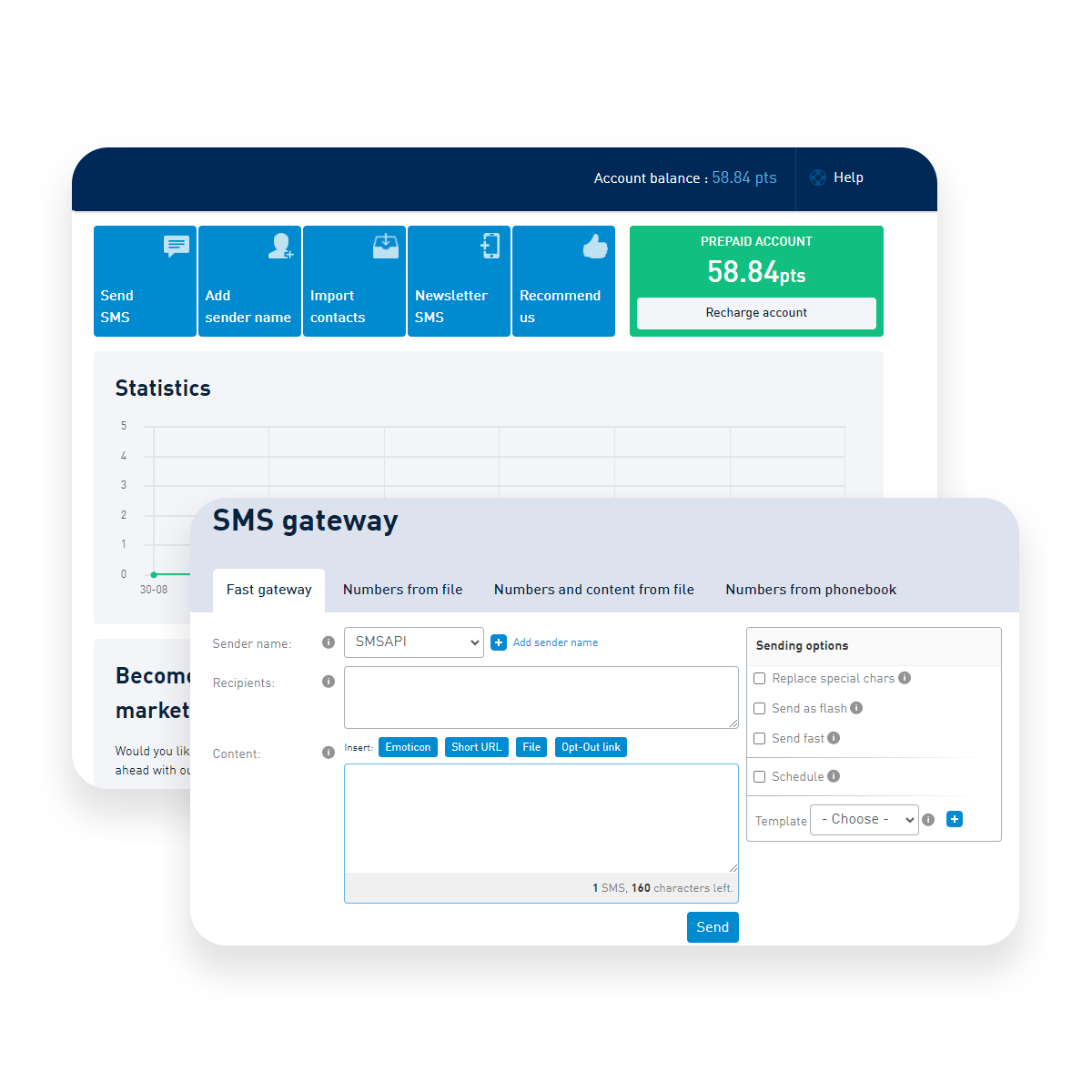 Panou client - SMSAPI