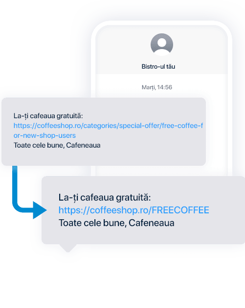 SMS cu un link scurtat în propriul domeniu